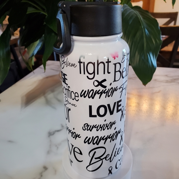 Cancer Warrior Motivational 32oz Hydro Handle Bottle Tumbler 💜sale - Picture 7 of 12